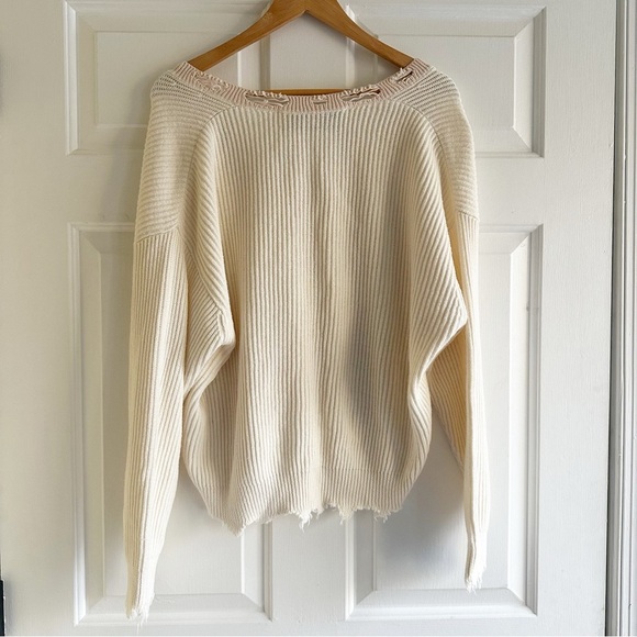 IRO shore sweater distressed frayed edges in ecru size XS Feminine Grunge‎ - Picture 5 of 8